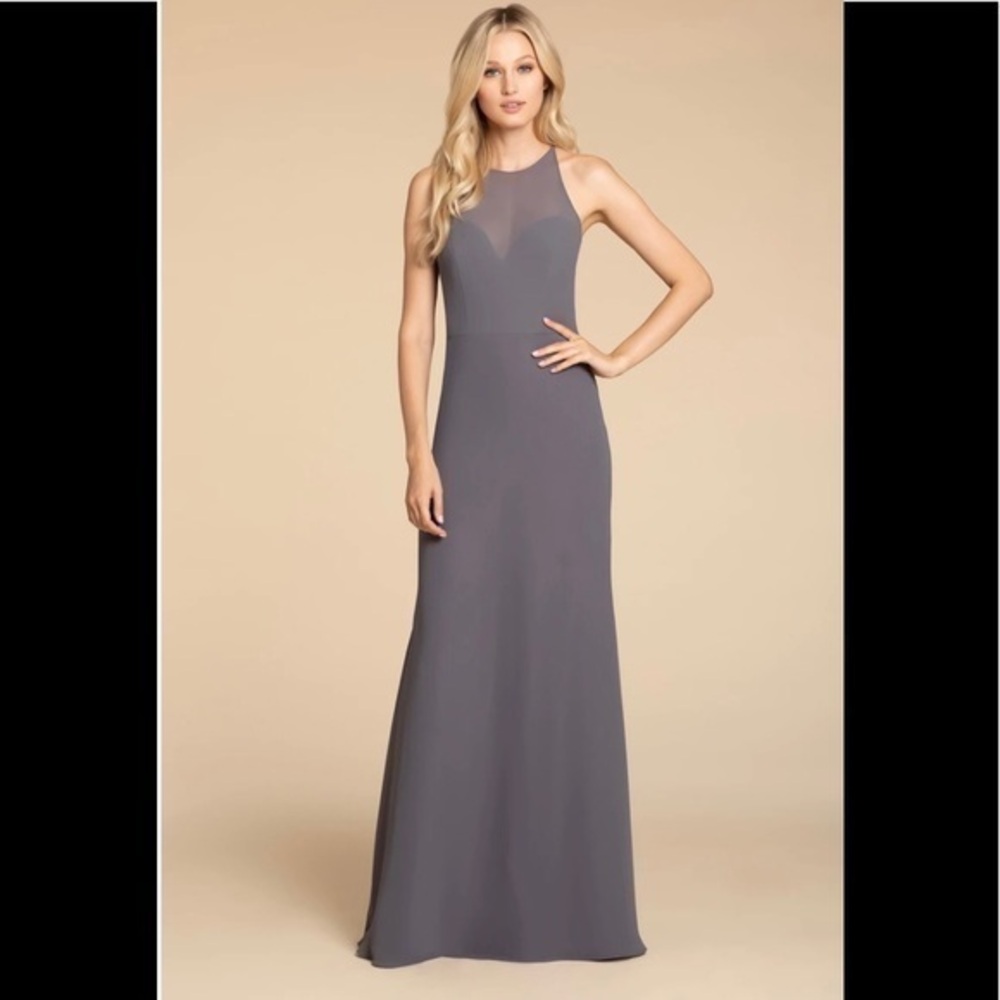 Hayley Paige 5909 gunmetal gray evening dress NWT size 12